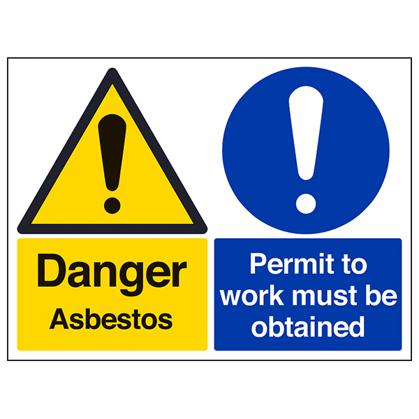 Danger Asbestos Permit To Work Safety Sign For Workers