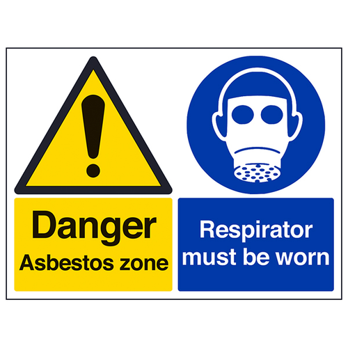 Danger Asbestos Zone Respirator Safety Sign For Workers