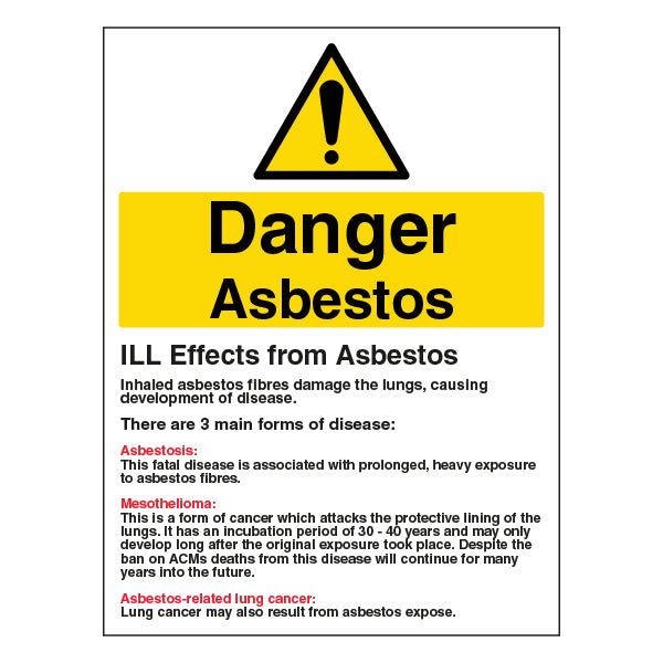 Danger Asbestos Guidance Safety Sign Compliance For Work