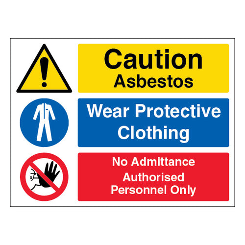 Caution Asbestos Safety Sign Protective Clothing For Staff