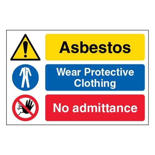 Asbestos No Admittance Protective Clothing Safety Sign Staff