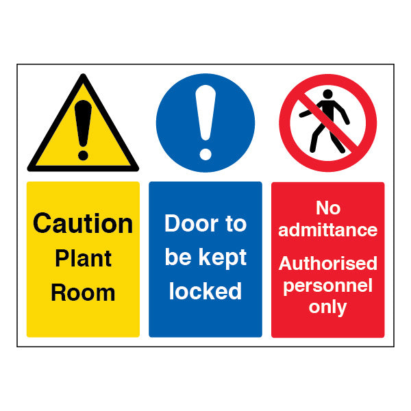 Caution Plant Room Door Kept Locked Safety Sign For Staff