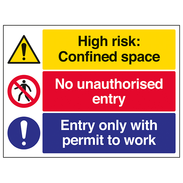 Confined Space Safety Sign Permit To Work For Sites