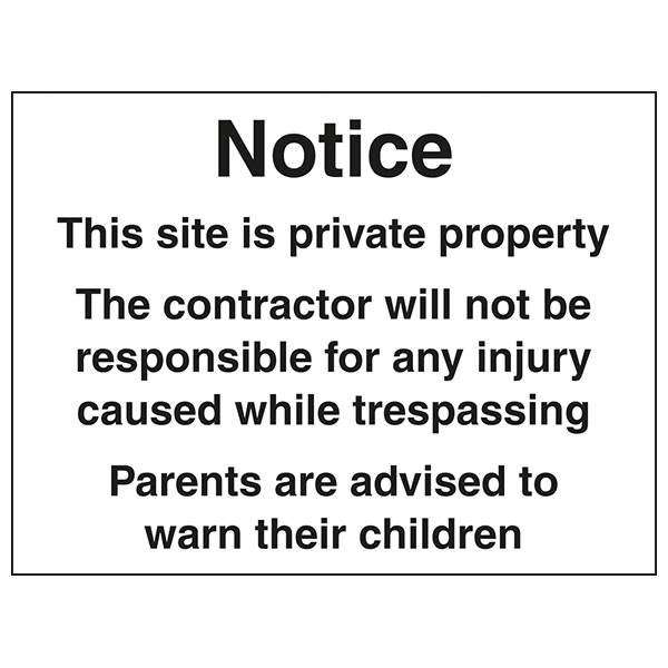 Contractor Not Responsible Large Safety Sign For Site