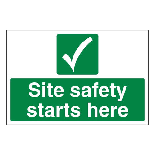 Site Safety Starts Here Safety Sign Large Green For Worksites