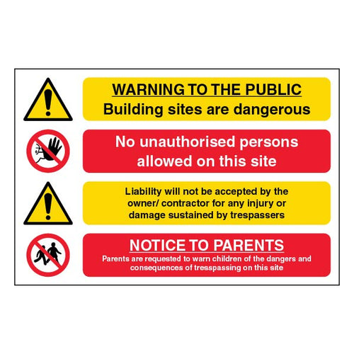 Building Site Danger Safety Sign Large Landscape Public
