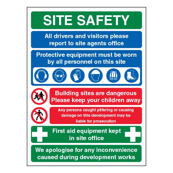 Site Safety Sign Portrait Complying For Drivers And Visitors