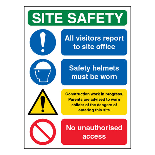 Site Visitors Report To Site Office Safety Sign Clear