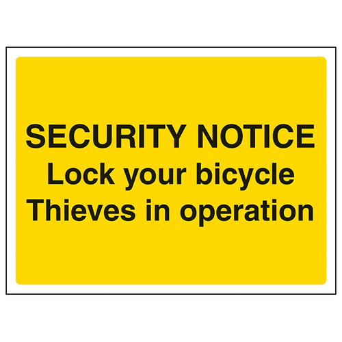 Security Notice Lock Your Bicycle Safety Sign For Sites