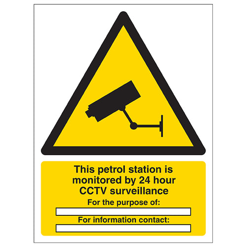 Petrol Station CCTV Safety Sign Clear 24 Hour Notice