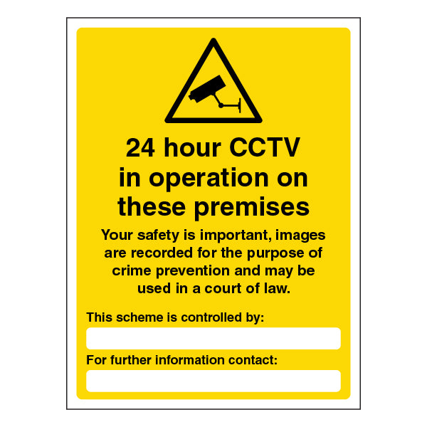24 Hour CCTV Safety Sign Essential GDPR Notice For Business
