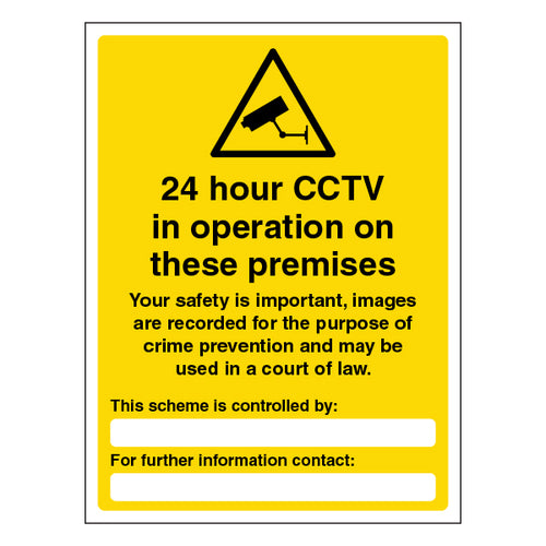 24 Hour CCTV Safety Sign Essential GDPR Notice For Business