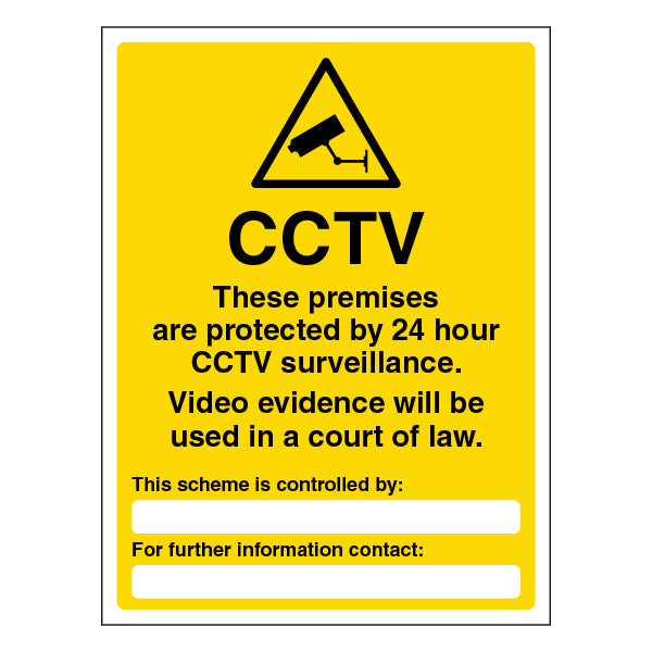 CCTV Safety Sign 24 Hour Surveillance Heavy Duty For Sites