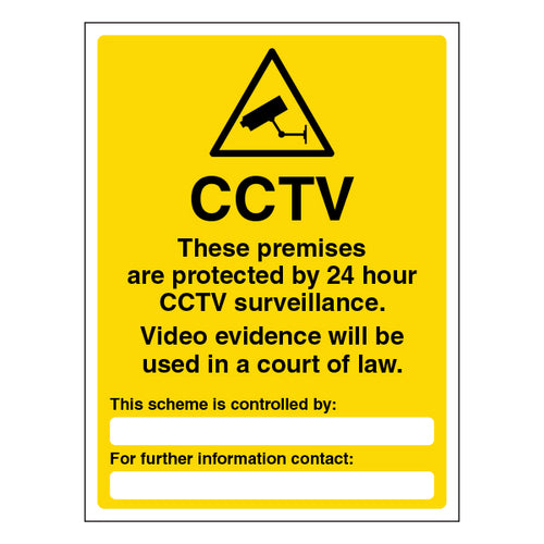 CCTV Safety Sign 24 Hour Surveillance Heavy Duty For Sites