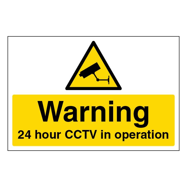 24 Hour CCTV Safety Sign High Contrast Large For Sites