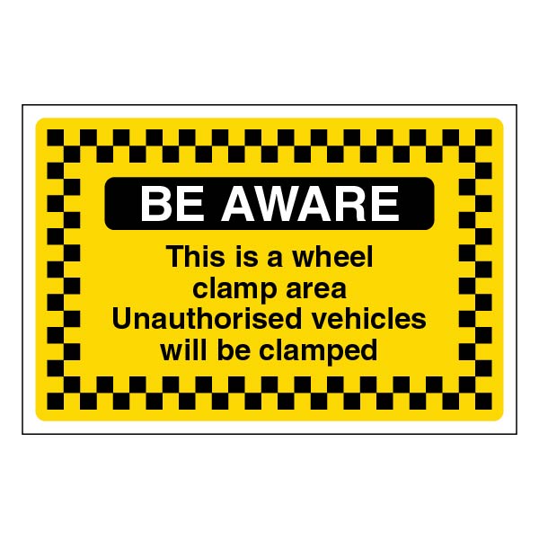 Wheel Clamp Area Safety Sign Warning For Site Owners