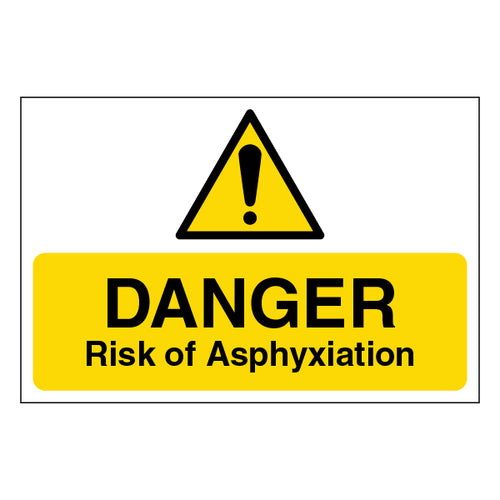 Asphyxiation Safety Sign Large High Visibility For Sites
