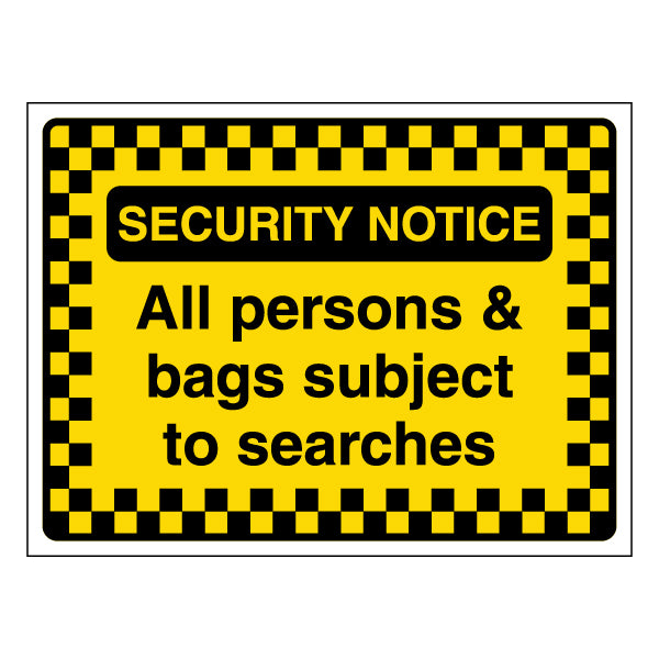 Security Notice Safety Sign Prevents Disputes For Venues