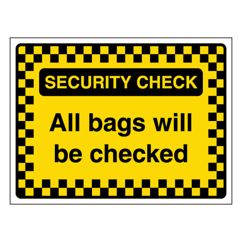Security Check Bag Inspection Safety Sign For Venues