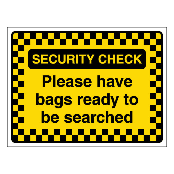 Security Check Safety Sign Clear Bag Check Notice For Events
