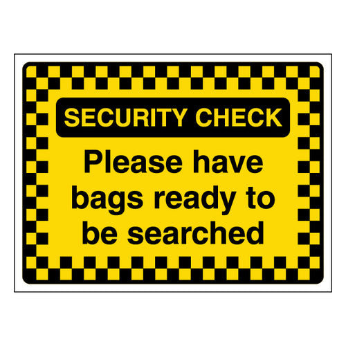 Security Check Safety Sign Clear Bag Check Notice For Events