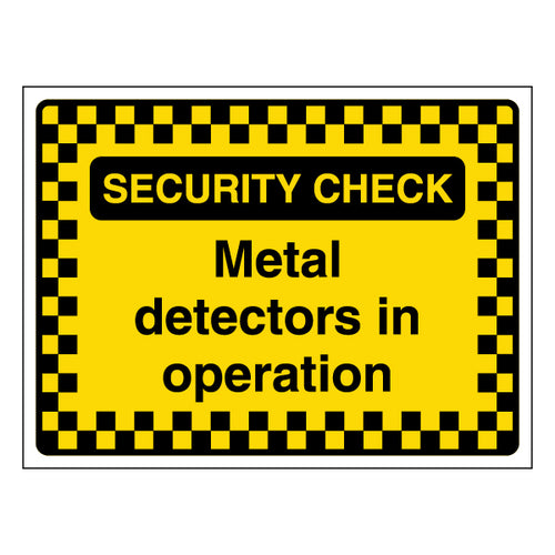 Security Check Metal Detectors Safety Sign Essential Venues