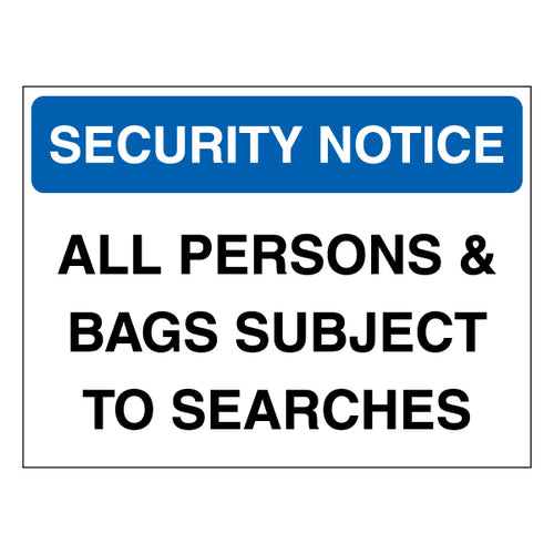 Security Notice Safety Sign Clear Bag Search Policy Venue