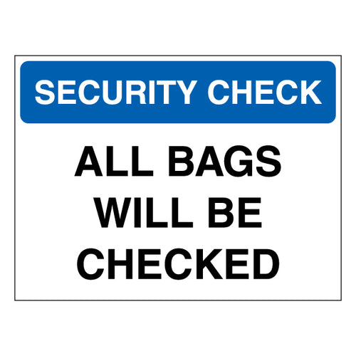 Security Check Bag Inspection Safety Sign For Venues