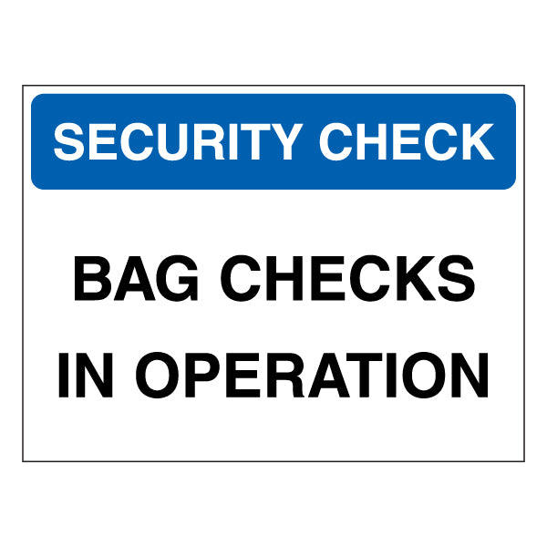 Security Check Bag Checks Safety Sign Clear For Venues
