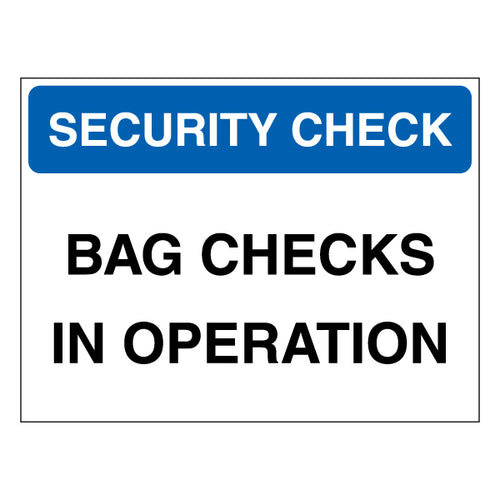 Security Check Bag Checks Safety Sign Clear For Venues