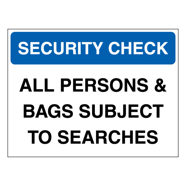 Security Check Safety Sign Clear Durable For Venues