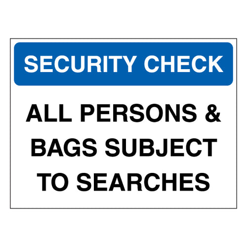 Security Check Safety Sign Clear Durable For Venues