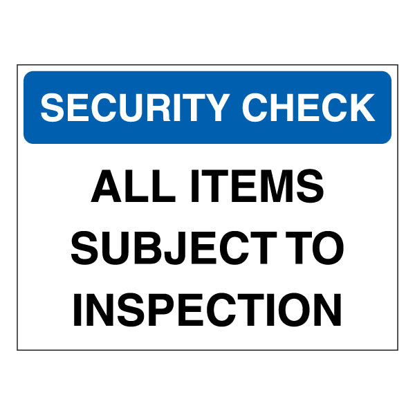 Security Check Safety Sign Clear Notice For Event Staff