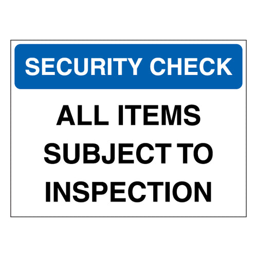 Security Check Safety Sign Clear Notice For Event Staff