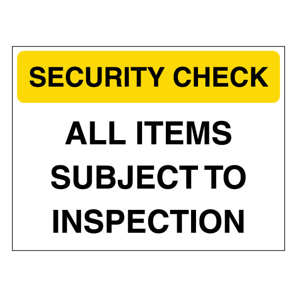 Security Check Safety Sign Clear Durable For Venue Managers