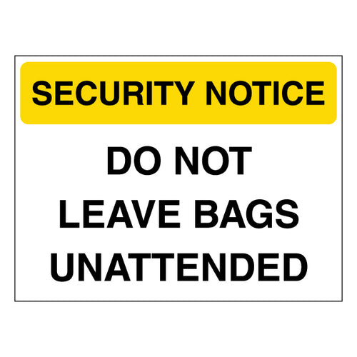 Security Notice Safety Sign Prevent Bag Theft For Venues