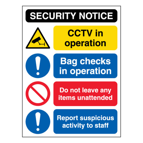 Security Notice CCTV Bag Checks Safety Sign For Venues