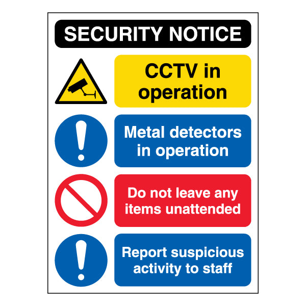 Security Notice Safety Sign Essential For Venue Staff