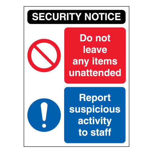 Security Notice Safety Sign For Venue Staff Vigilance