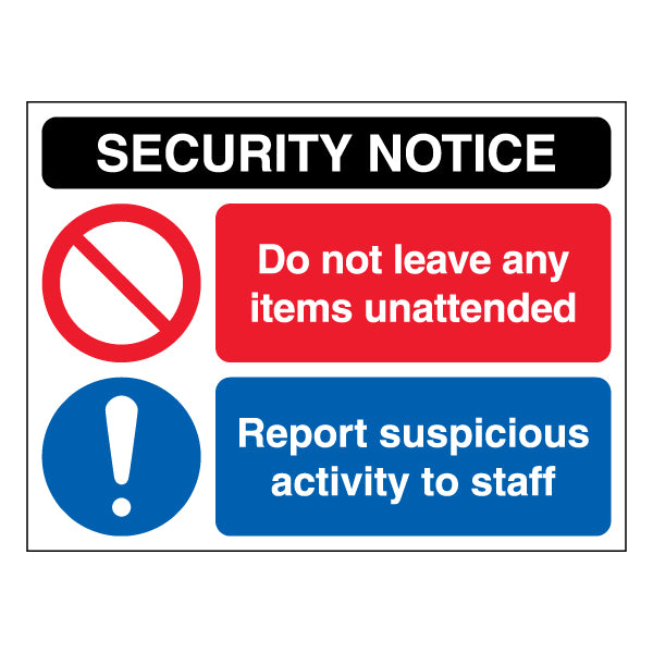 Security Notice Safety Sign Boost Vigilance For Venue Staff