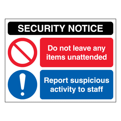 Security Notice Safety Sign Boost Vigilance For Venue Staff