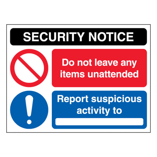 Security Notice Safety Sign For Staff Report Items