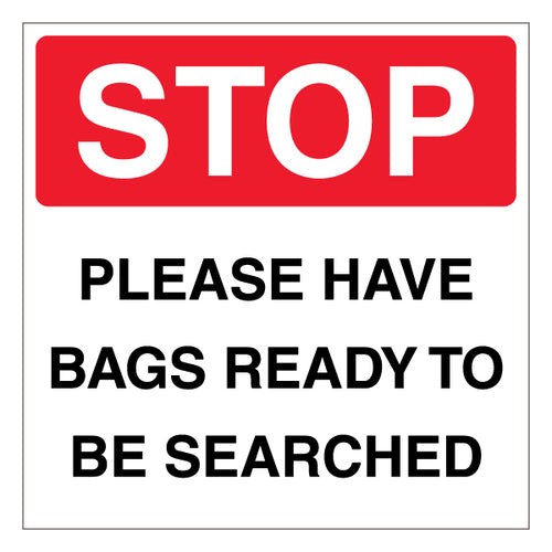 Bag Check Safety Sign Clear Security Notice For Events