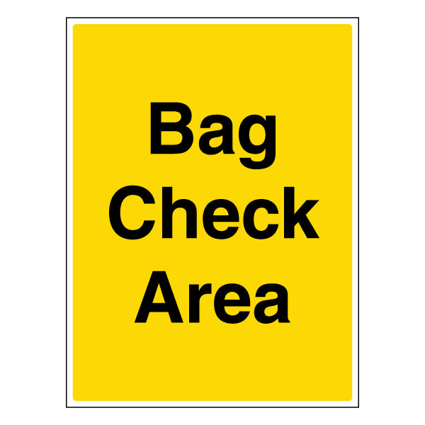 Bag Check Area Clear Self Adhesive Safety Sign Venues