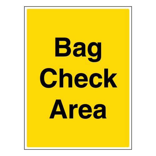 Bag Check Area Clear Self Adhesive Safety Sign Venues