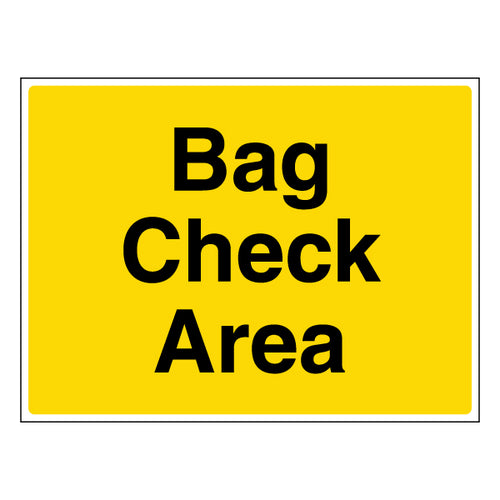 Bag Check Area Self Adhesive Safety Sign For Venues