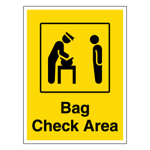 Bag Check Area Clear Safety Sign For Venues Essential