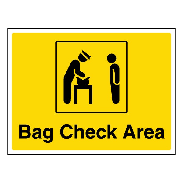 Bag Check Area Safety Sign Self Adhesive For Event Staff