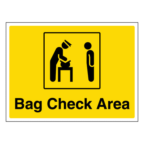 Bag Check Area Safety Sign Self Adhesive For Event Staff