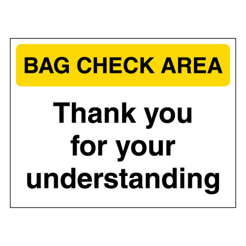 Bag Check Area Safety Sign Self Adhesive Security For Staff